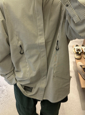 日系简约复古经典Oa字母印花条纹宽松廓形长袖衬衫男女休闲衬衣