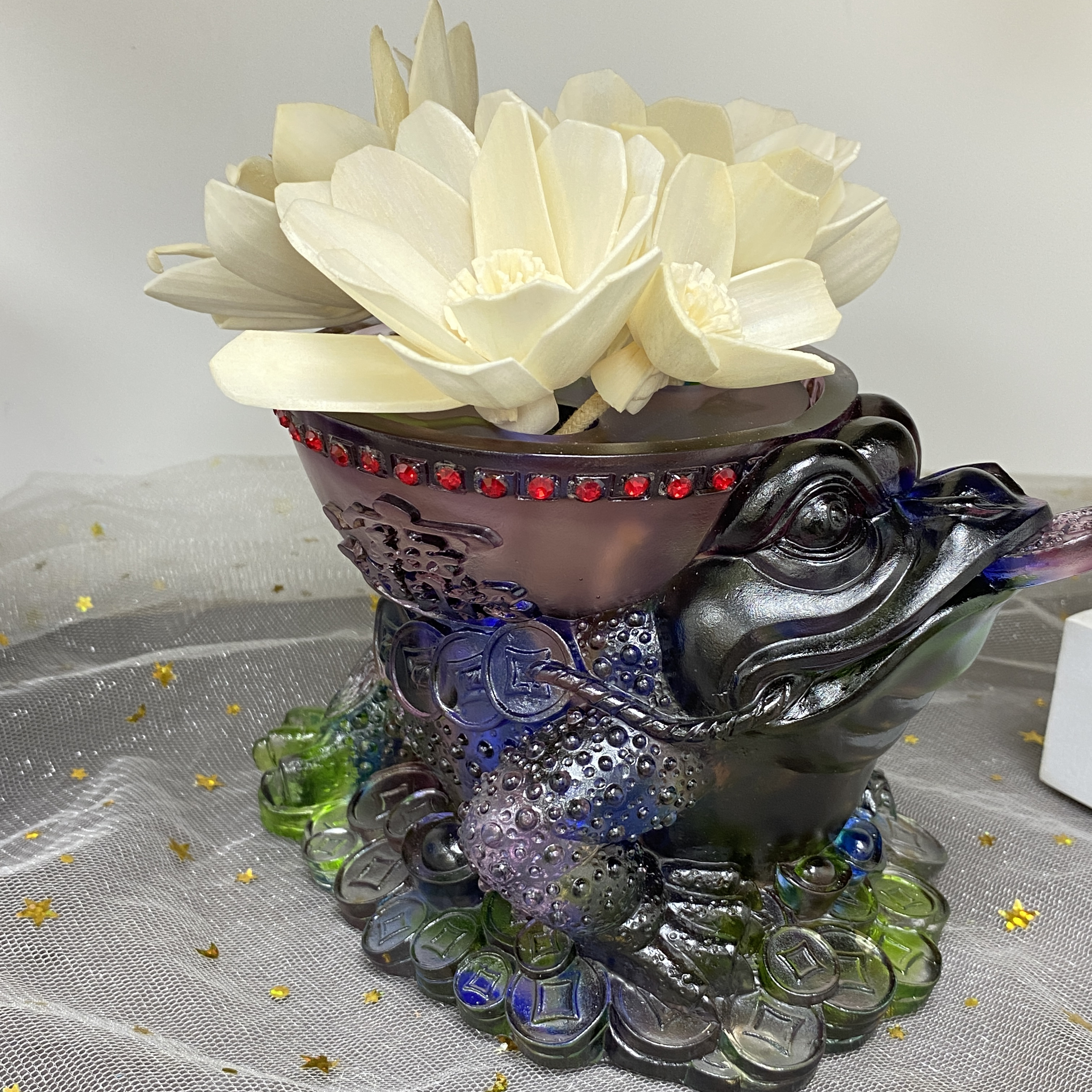 ESTEBEL1833第六灵感琉璃熏香瓶系列财宝金蟾瓶摆饰干花乔迁送礼