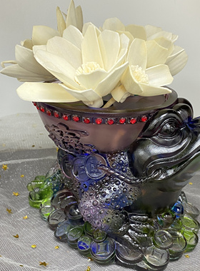 ESTEBEL1833第六灵感琉璃熏香瓶系列财宝金蟾瓶摆饰干花乔迁送礼