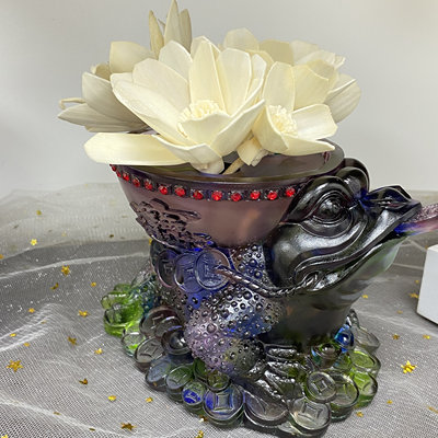 ESTEBEL1833第六灵感琉璃熏香瓶系列财宝金蟾瓶摆饰干花乔迁送礼