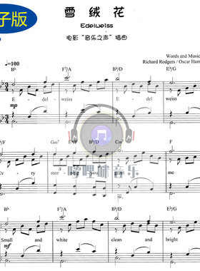 雪绒花 奥斯卡电影《音乐之声》 插曲原声版独奏钢琴谱 0025