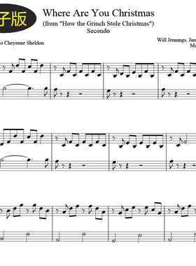 高清乐谱 圣诞怪杰Where Are You Christmas钢琴四手联弹乐谱f448