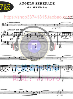 古典 布拉加 天使的小夜曲 钢琴和大提琴合奏总分谱 非高清 v851