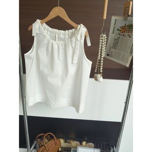 浮生若梦无袖 休闲 系带坎肩2025背心女夏褶皱显瘦气质时尚 小衫