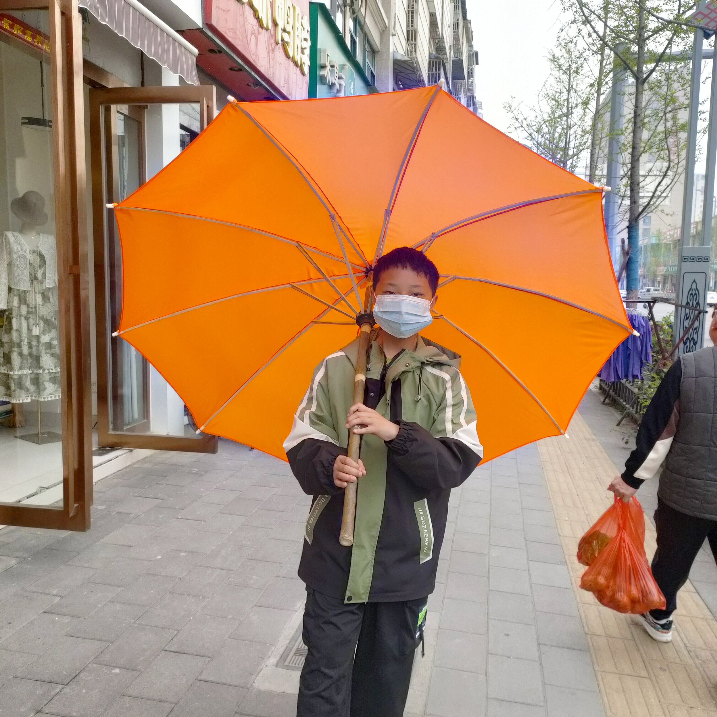 防古黄布伞影视舞台道具老式竹制手工艺伞成人长柄特大号晴雨伞