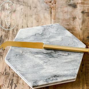 天然大理石酒店餐厅餐桌隔热垫防烫桌垫杯垫盘子锅垫创意五边形垫