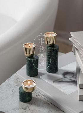 大理石烛台杯蜡烛杯摆件极简大理石蜡烛样板间浪漫氛围装饰品摆设