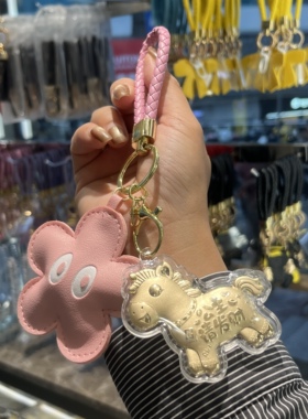 水贝大福马上有钱黄金钥匙扣足金999马年挂件手机链20mg送女朋友