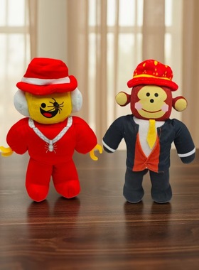 Steal A Brainrot Jandel戴红帽子的黑猴子毛绒玩具小孩生日礼物