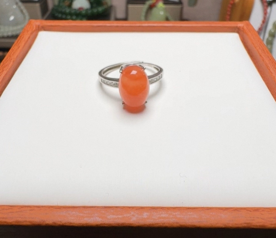 福利款不议价天然南红戒指本命年红色戒指原矿无优化925银镶嵌