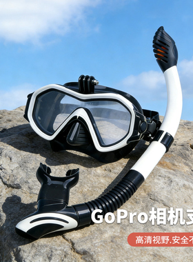 浮潜面罩+全干式防呛水呼吸管二宝套装相机gopro支架自由潜水面镜