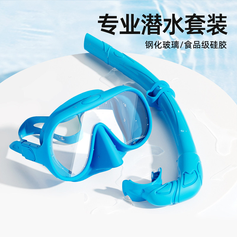 浮潜面罩+软硅胶湿式呼吸管二宝套装自由潜面镜游泳镜潜水装备