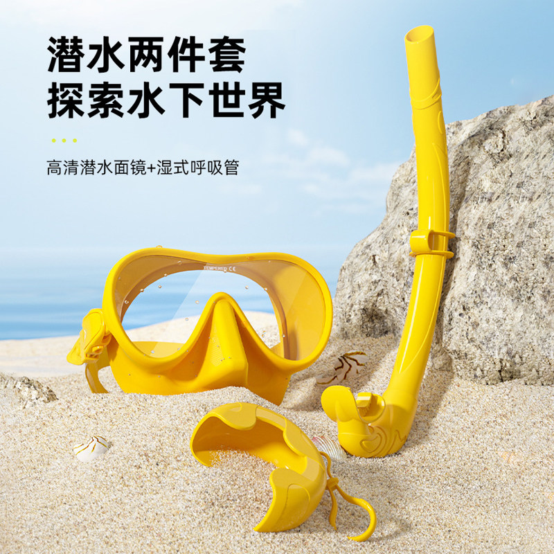 浮潜面罩+硅胶湿式呼吸管两件套装成人浮潜面镜自由潜水游泳装备