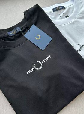 高端麦穗FP短袖字母刺绣小标黑白纯棉体T恤圆领打底衫男女士修身