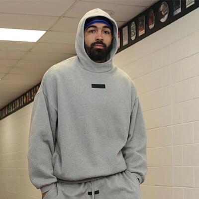 ESSENTIALS新款24SS潮牌FEAR OF GOD皮标加绒连帽衫卫衣男女情侣