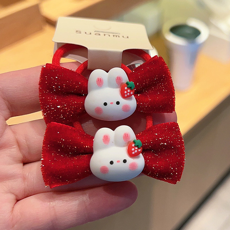 红色丝绒闪闪蝴蝶结兔子发圈儿童扎辫子不伤发橡皮筋宝宝新年发饰,童装/婴儿装/亲子装,发饰,淘宝优惠券,粉丝福利购,淘宝优惠卷