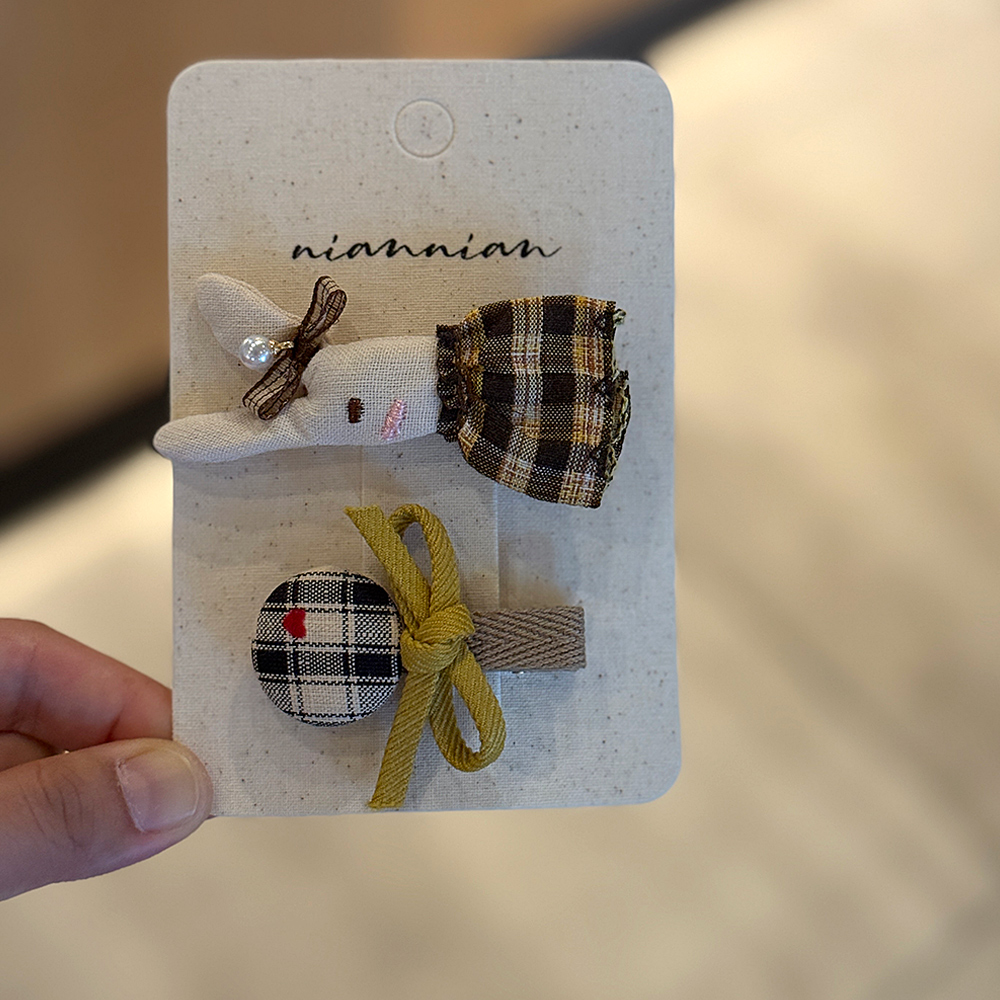 niannian念念韩系手作可爱动物儿童蝴蝶结发夹女孩卡通小兔刘海夹