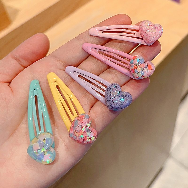 儿童前额刘海碎发夹少女五角星BB侧边夹子发饰亮片爱心不伤发发卡