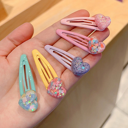 儿童前额刘海碎发夹少女五角星BB侧边夹子发饰亮片爱心不伤发发卡