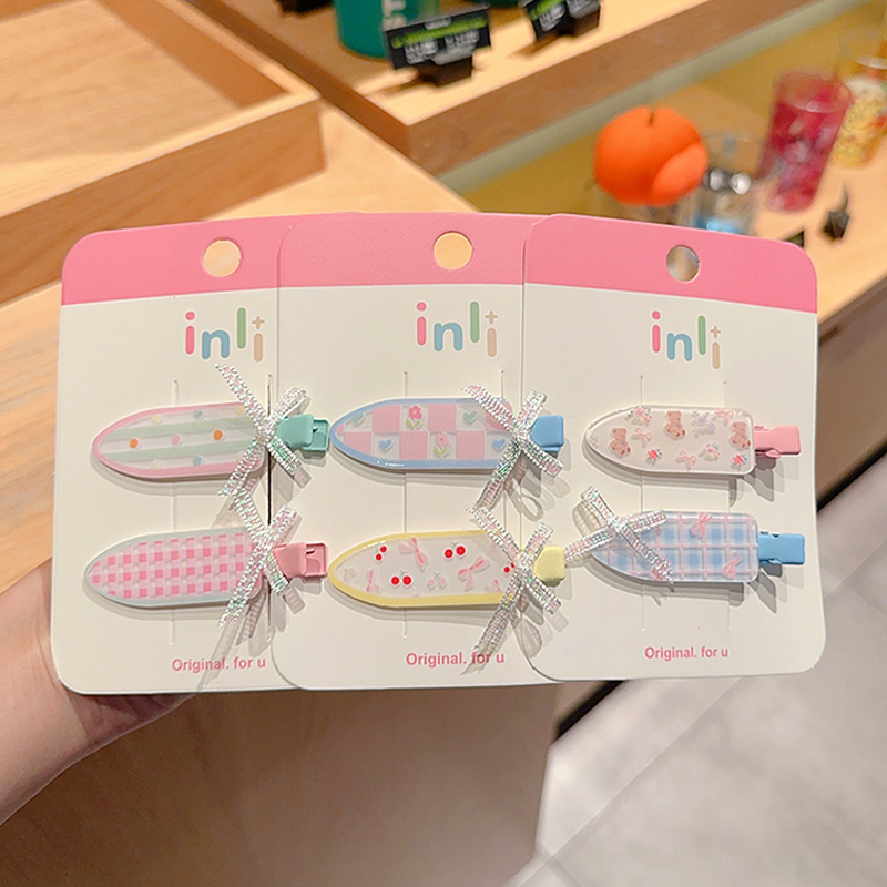 儿童可爱水果发夹女孩无痕刘海夹格纹发卡女童前额碎发侧边夹头饰