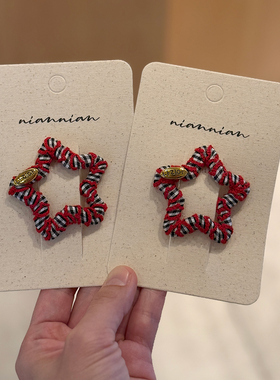 韩系高级感红色BB夹儿童新年圣诞星星发夹女童宝宝五角星夹子发卡