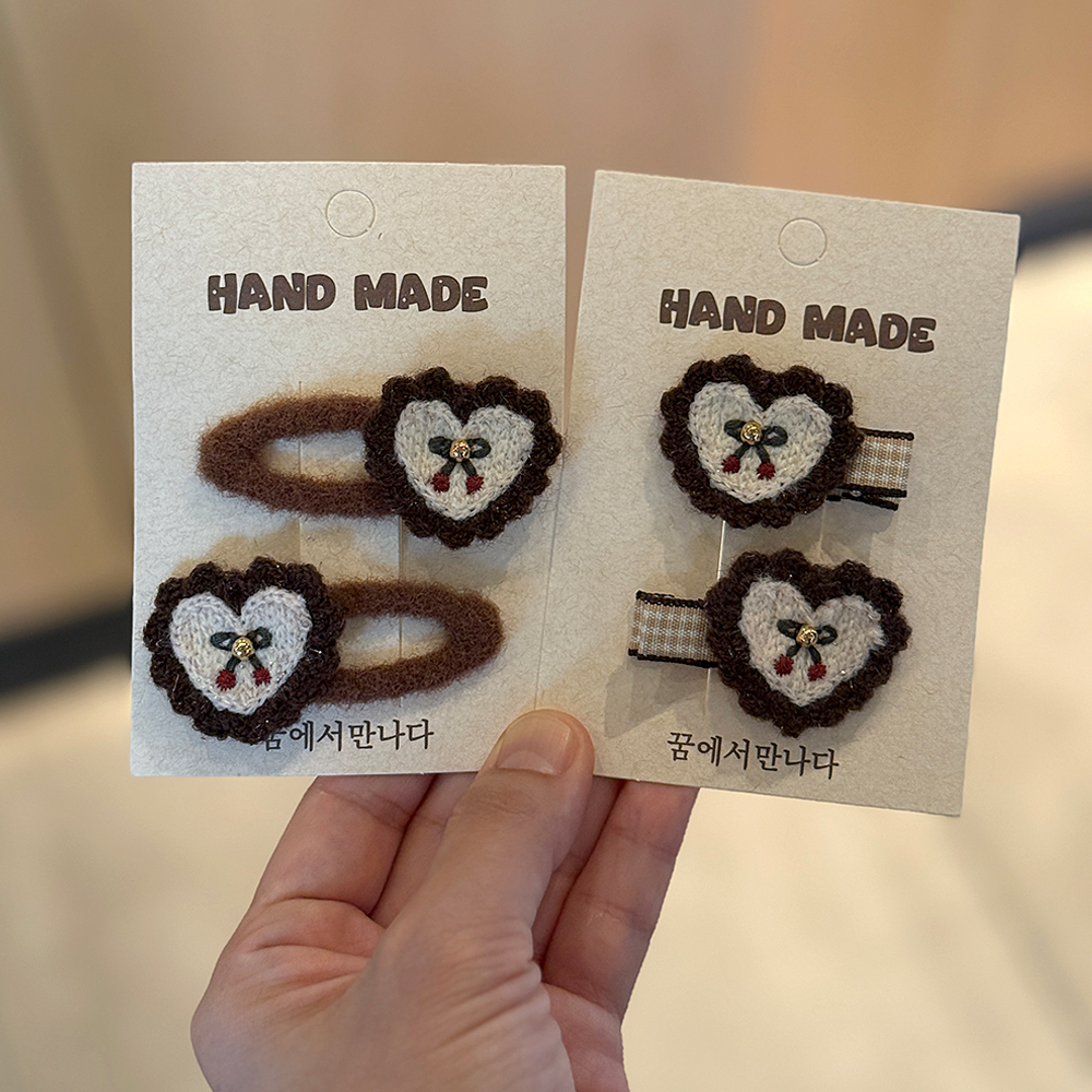 手工花边樱桃森系发饰儿童可爱刺绣爱心BB夹婴童全包布夹刘海发夹