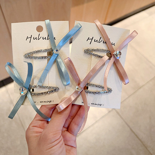 甜美儿童蝴蝶结发夹气质闪钻女童发饰头饰小女孩公主侧边刘海BB夹