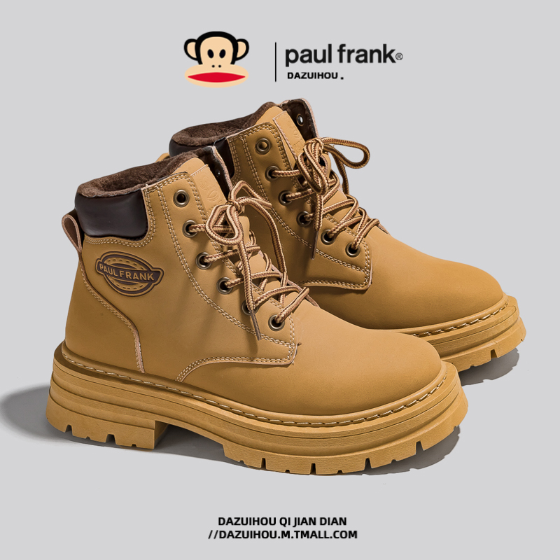 大嘴猴秋季厚底马丁靴女款2024秋冬新款英伦风大黄靴踢不烂小短靴