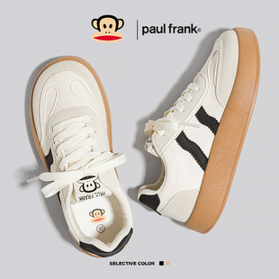 子女板鞋 大嘴猴女鞋 休闲运动鞋 女2024春秋冬款 加绒 厚底德训小白鞋