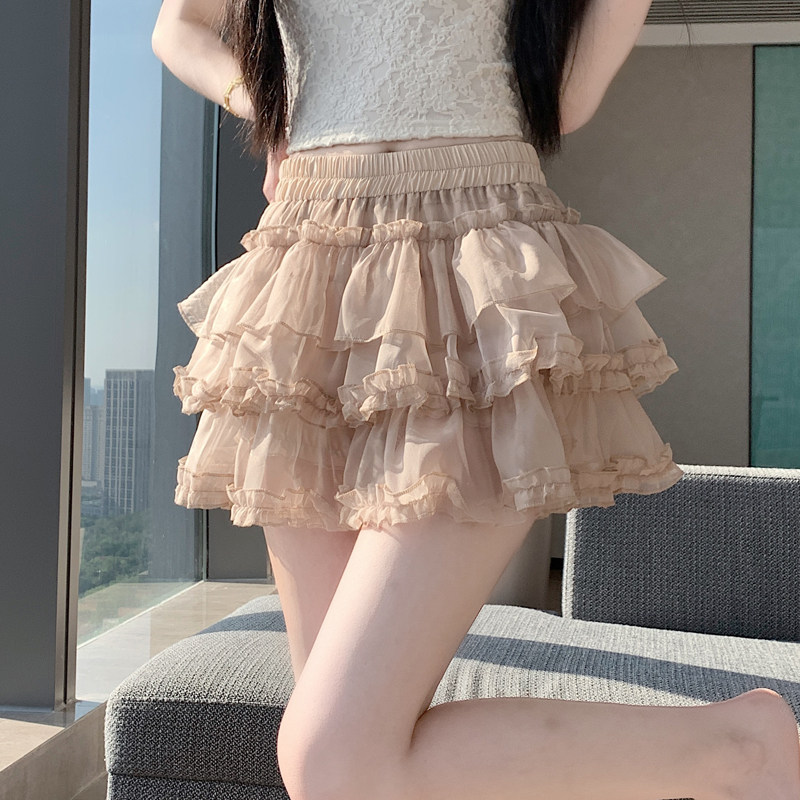 实拍蕾丝蛋糕短裙女夏季甜美法式半身裙