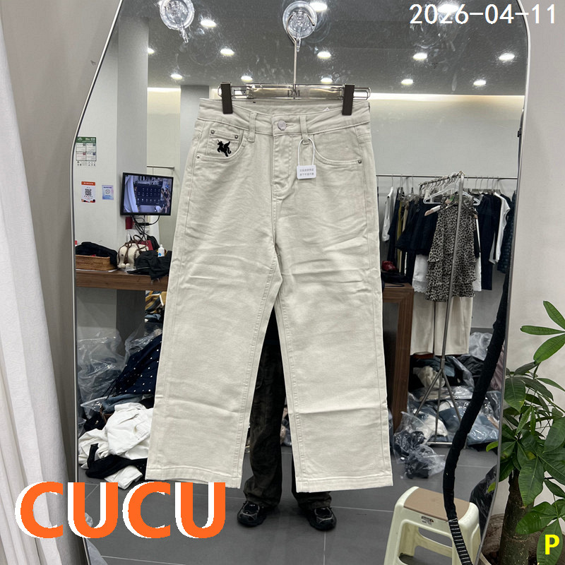 欧洲站2026早夏新款高腰口袋刺绣纯棉直筒修身百搭休闲牛仔裤2171