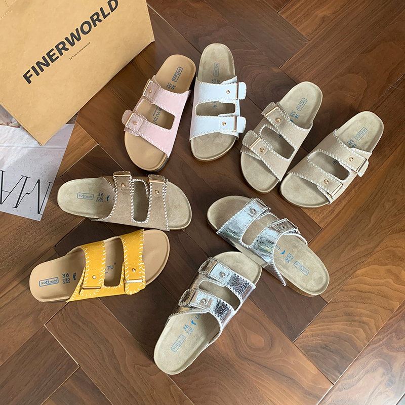 【白鹿同款】～全真皮厚底勃肯鞋女夏季2025新款博肯凉拖鞋女外穿