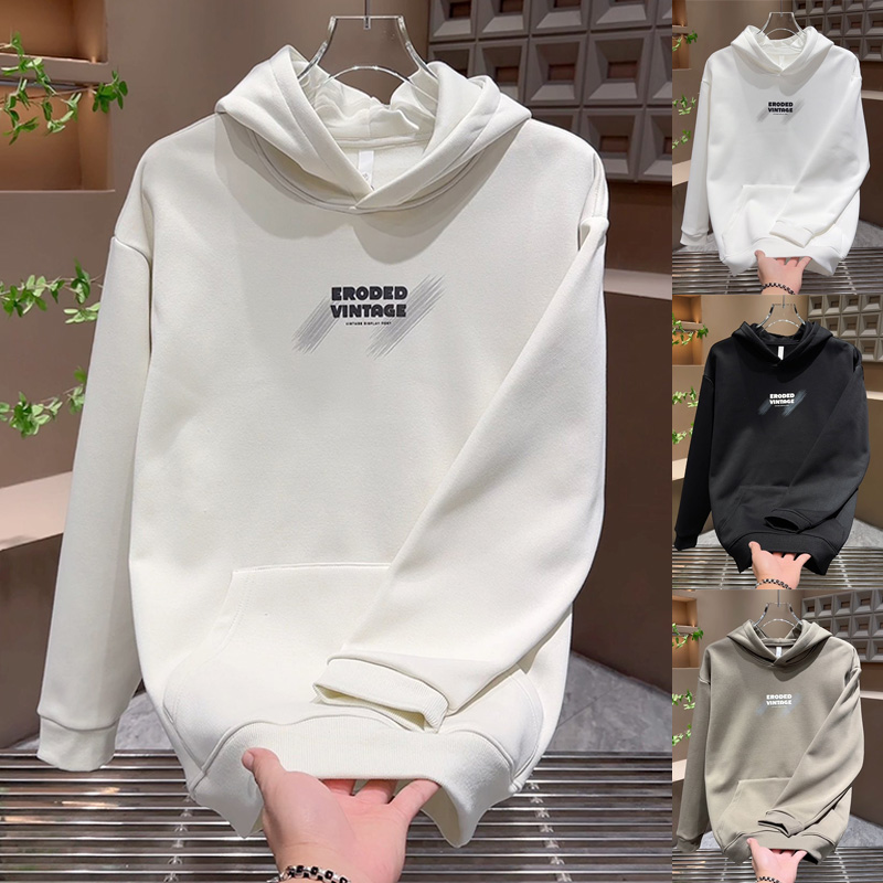 韩版男士宽松百搭袋鼠兜休闲卫衣高级感潮流百搭加绒连打底长袖衫