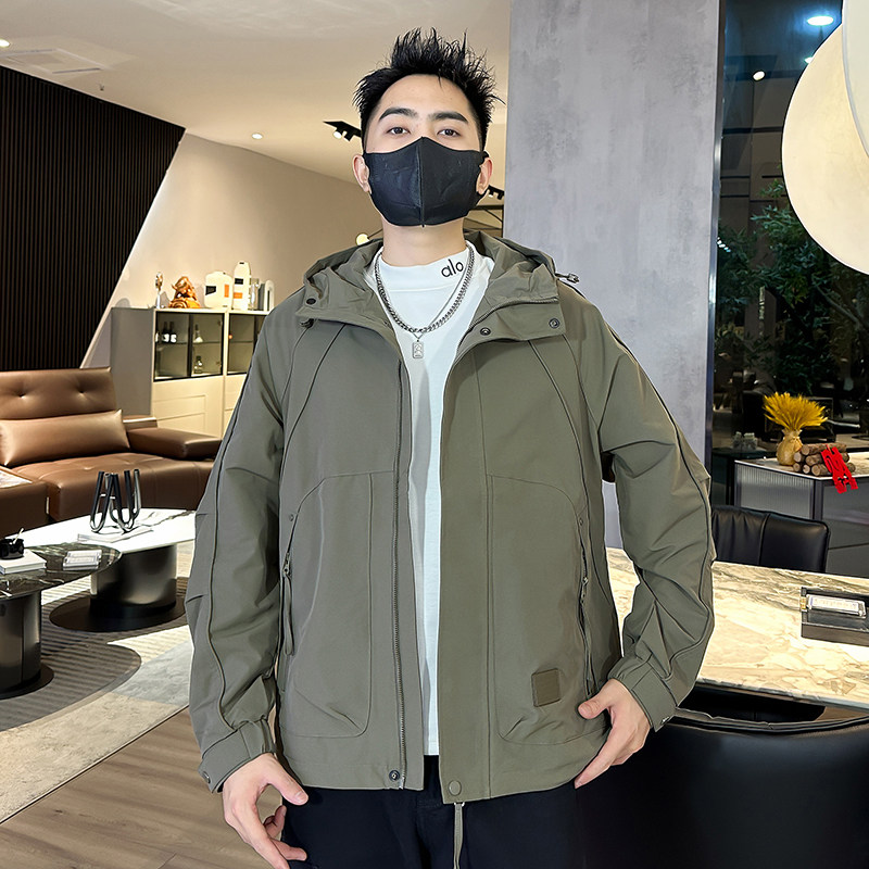 美式工装风连帽夹克男
