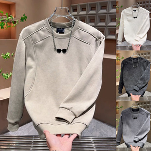 秋冬男款晕染高级感潮流打底2025美式重磅扎染个性加绒卫衣T恤衫