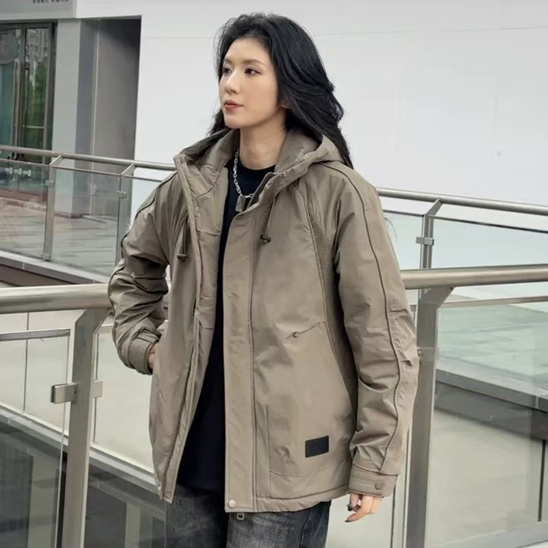 二棉外套男士冲锋衣连帽棉服男款冬季防寒保暖痞帅工装夹克男夹棉