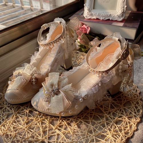 白金色lo鞋粗跟少女心fairyheart