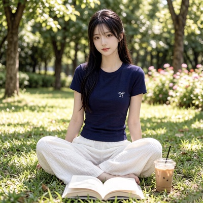 蝴蝶结刺绣短袖T恤女夏季新款修身正肩甜辣学生圆领打底上衣