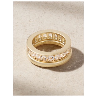 Duo Pariah 女 再生金色銫綠柱石粉色戒指 兩件套 14K