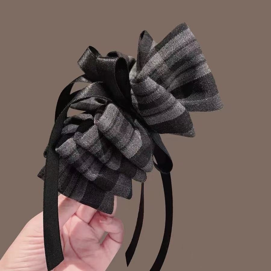 韩系格子蝴蝶结香蕉夹2025新款飘带款高低马尾竖夹一字横夹竖夹女