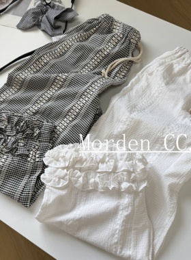 白色立体花边女士九分裤小个子2025夏季新款垂感直筒裤阔腿休闲裤