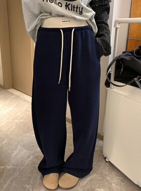 Morden 2026春装新款弯刀撞色腰头卫裤女 韩系显瘦垂感阔腿休闲裤