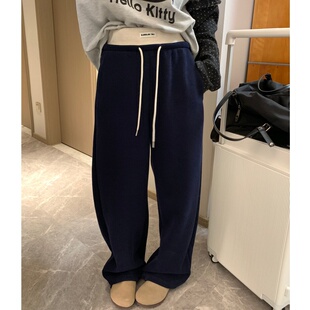 Morden 2026春装新款弯刀撞色腰头卫裤女 韩系显瘦垂感阔腿休闲裤