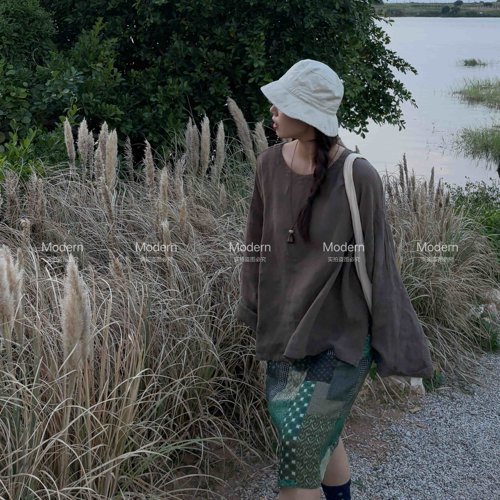 100%纯亚麻松弛禅意亚麻长袖