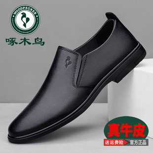 啄木鸟秋冬款男鞋真皮软底休闲皮鞋商务正装皮鞋男加绒保暖爸爸鞋