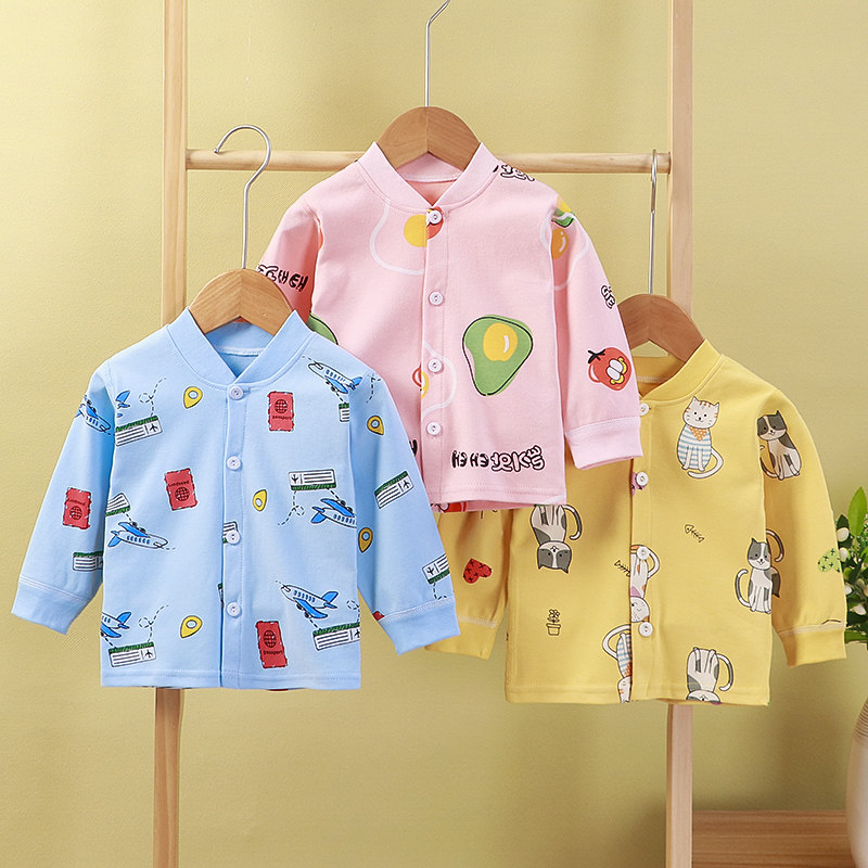 가을옷 탑 베이비 속옷 순면 가디건 싱글 탑 춘추 보텀  옷 0 3세