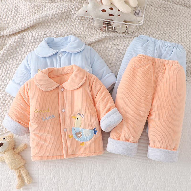 婴儿冬季棉服套装棉袄棉裤外穿