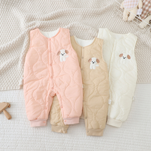 外穿洋气 子小月龄加厚连体棉裤 男女宝宝背带裤 秋冬婴儿夹棉保暖裤