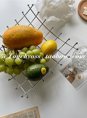 极简主义ins水果篮不锈钢零食收纳篮铁艺家用水果盘民俗餐厅道具