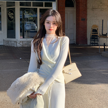 ByYou 冬季新款白色蕾丝半高领兔绒针织打底衫女长袖修身内搭上衣